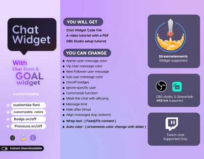 Plants Vibe Dreamy Chat & Goal Stream Widgets - Minimal, celestial nature Theme Clean Vibe Streamelement Only