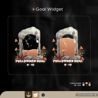 Tombstone Ghost Liquid Filling Goal Widget is fully customisable for Twitch Streamlabs, TikTok Studio, and Streamelements.
