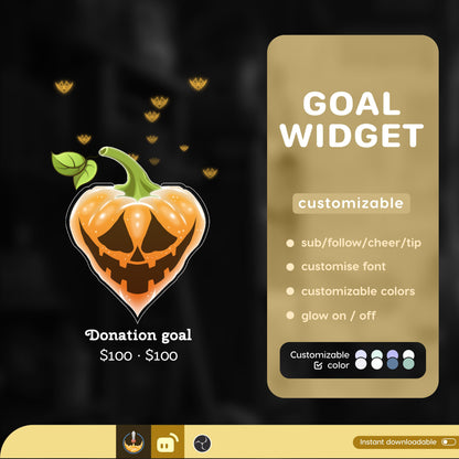 Love Pumpkin Goal Widget | Liquid Filling Goal Widget is fully customisable for Twitch Streamlabs, TikTok Studio, and Streamelements