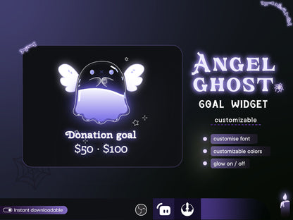 Cute Ghost Liquid Filling Goal Widget is fully customisable for Twitch Streamlabs, TikTok Studio, and Streamelements.