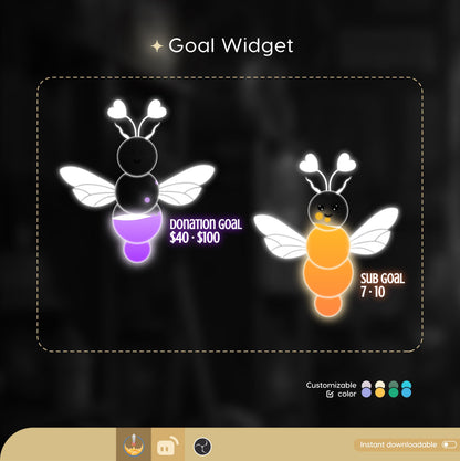 Cute Moth Goal Widget | Liquid Filling Goal Widget is fully customisable for Twitch Streamlabs, TikTok Studio,  and Streamelements