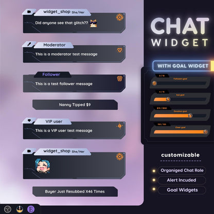 Valorant Brimstone Character Chat and Goal Widget • Gaming, Modern Theme With Pronouns & Alerts for Twitch (StreamElements Only)