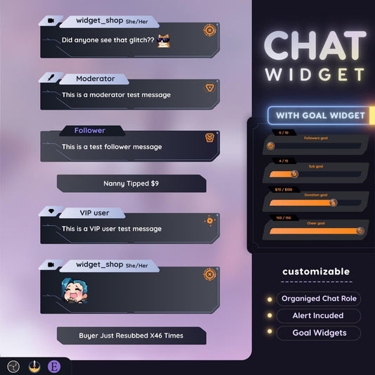 Valorant Brimstone Character Chat and Goal Widget • Gaming, Modern Theme With Pronouns & Alerts for Twitch (StreamElements Only)