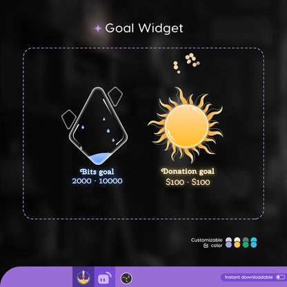 Twitch Liquid Combo Goal Bar Widget - Vtuber Asset - Alerts Streamlabs, TikTok Studio, and StreamElements