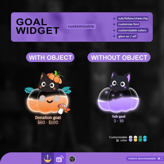 Halloween Pumpkin Liquid Filling Goal Widget is fully customisable for Twitch Streamlabs, TikTok Studio, and Streamelements