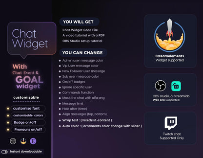 Lotus Butterfly Glass Transparent Chat and Goal Stream Widgets - Minimal, Elegant Glass Theme Clean Vibe Streamelement Only