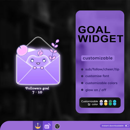Envelope Liquid Filling Goal Widget is fully customisable for Twitch Streamlabs, TikTok Studio, and Stream-elements