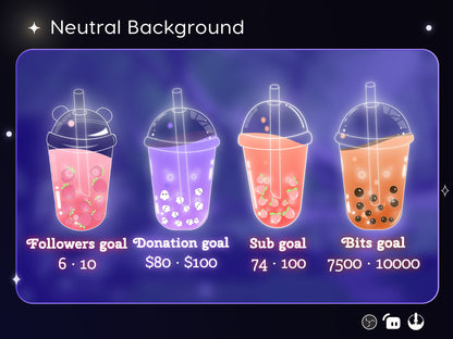 Boba Drink   • Cute Fruit Drink Goal Widget for Twitch fully customisable for Twitch Streamlabs, TikTok Studio, and Streamelements.
