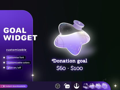 Star Bottle Glass Goal Widget-Cute Minimal Customizable Goal Widget for Twitch TikTok Studio -Streamelements StreamLabs OBS