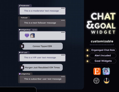 Retro File Love Chat Widget •,Minimal Theme With Pronouns & Alerts for Twitch Streams (StreamElements Only) with Love Goal