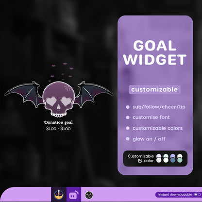 Spooky Skull Ghost Liquid Filling Goal Widget is fully customisable for Twitch Streamlabs, TikTok Studio, and Streamelements