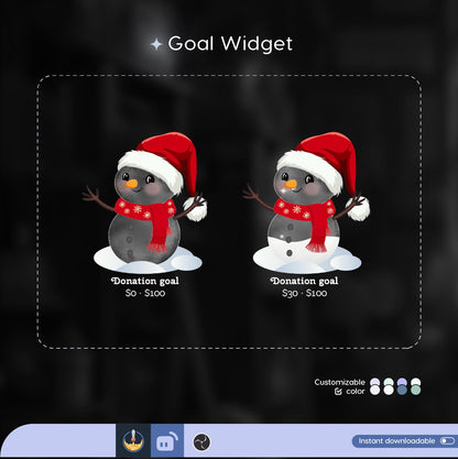 Snowman Liquid Filling Goal Widget is fully customisable for Twitch Streamlabs, TikTok Studio, and Streamelements