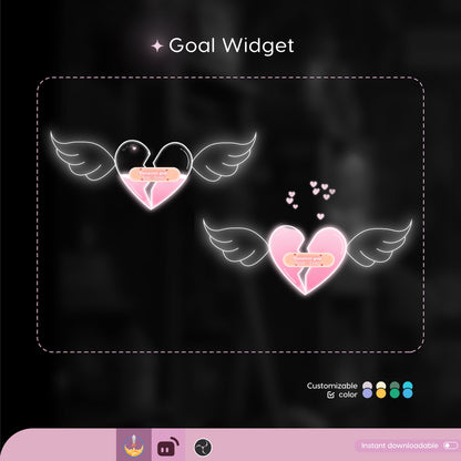 Broken Heart First Aid Liquid Filling Goal Widget is fully customisable for Twitch Streamlabs, TikTok Studio, and Streamelements