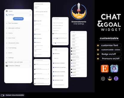 Lunar Cat Aesthetic Dark Purple Chat & Goal Stream Widgets - Animated, celestial Elegant Lunar Theme Clean Vibe Streamelement Only