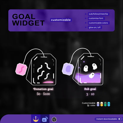 Halloween Spooky Tea Bag Liquid Filling Goal Widget is fully customisable for Twitch Streamlabs, TikTok Studio, and Streamelements