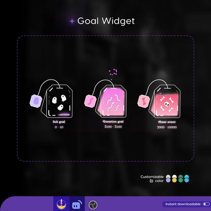 Halloween Spooky Tea Bag Liquid Filling Goal Widget is fully customisable for Twitch Streamlabs, TikTok Studio, and Streamelements