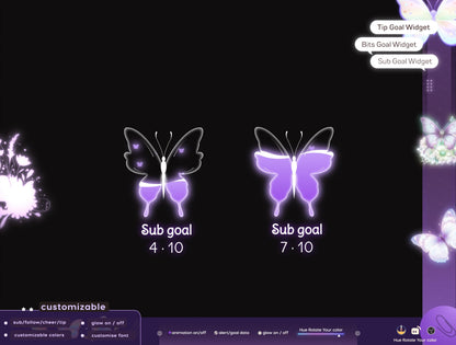 Butterfly Vibe Combo Goal | Liquid Filling Goal Widget is fully customisable for Twitch Streamlabs, TikTok Studio, and Streamelements