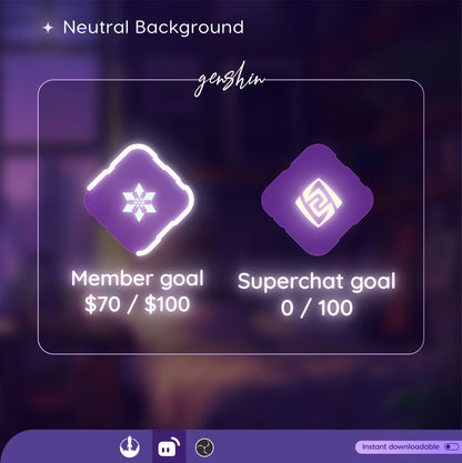Genshin Theme Square Loading Goal Widget is fully customisable for Twitch Streamlabs, TikTok Studio, and Streamelements.