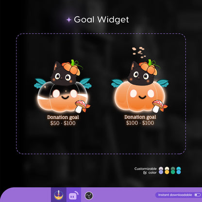 Halloween Pumpkin Liquid Filling Goal Widget is fully customisable for Twitch Streamlabs, TikTok Studio, and Streamelements