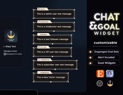 Minimal Photo Chat Widget • Cam Shutter, Minimal Theme With Pronouns & Alerts for Twitch Streams (StreamElements Only) with Progress Goal