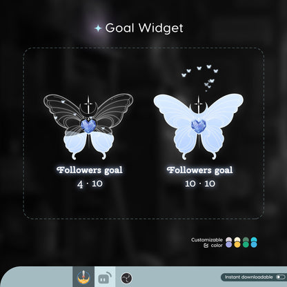 Diamond Butterfly Liquid Filling Goal Widget is fully customisable for Twitch Streamlabs, TikTok Studio, and Stream-elements