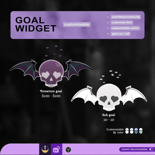 Spooky Skull Ghost Liquid Filling Goal Widget is fully customisable for Twitch Streamlabs, TikTok Studio, and Streamelements