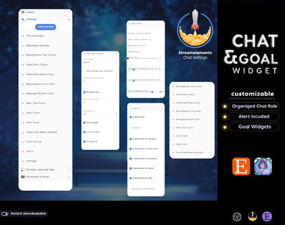 Moon Glow Neon Aesthetic Chat and Goal Stream Widgets - Minimal,Neon Light, Elegant Glow Theme Clean Vibe Streamelement Only