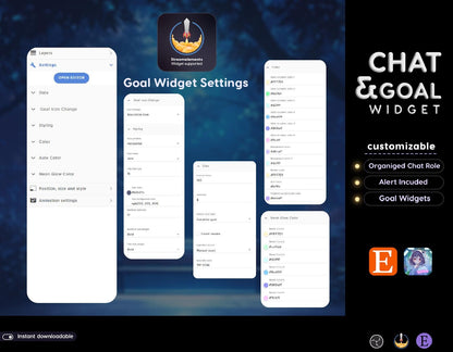 Neon Aesthetic Glowy Transparent Chat and Goal Stream Widgets - Minimal,Neon Light, Elegant Glow Theme Clean Vibe Streamelement Only