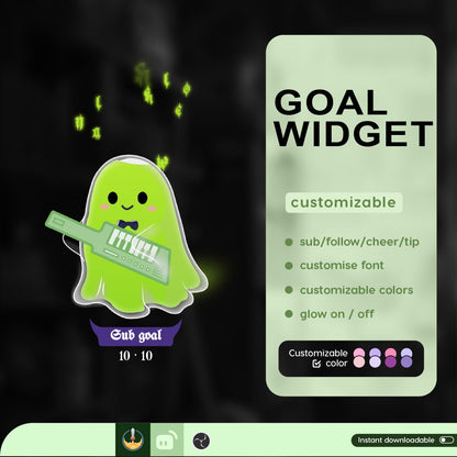 Musical Ghost Goal Widget | Halloween Liquid Goal Widget is fully customisable for Twitch Streamlabs, TikTok Studio, and Streamelements