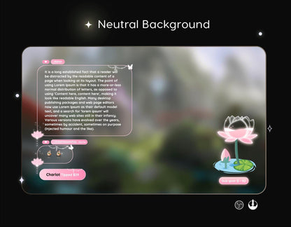 Dreamy Lotus Glass Transparent Chat and Goal Stream Widgets - Minimal, Elegant Glass Theme Clean Vibe Streamelement Only