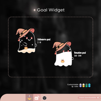 Cute Ghost Liquid Filling Goal Widget is fully customisable for Twitch Streamlabs, TikTok Studio, and Streamelements