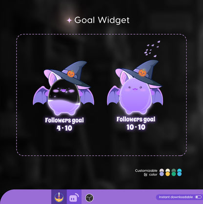 Cute Bat Liquid Filling Goal Widget is fully customisable for Twitch Streamlabs, TikTok Studio, and Streamelements