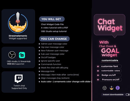 Dreamy Lotus Glass Transparent Chat and Goal Stream Widgets - Minimal, Elegant Glass Theme Clean Vibe Streamelement Only