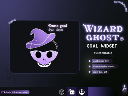 Spooky Pastel color Skull Ghost Combo Liquid Goal Widget is fully customisable for Twitch Streamlabs, TikTok Studio, and Streamelements