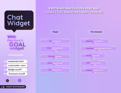 Plants Vibe Dreamy Chat & Goal Stream Widgets - Minimal, celestial nature Theme Clean Vibe Streamelement Only