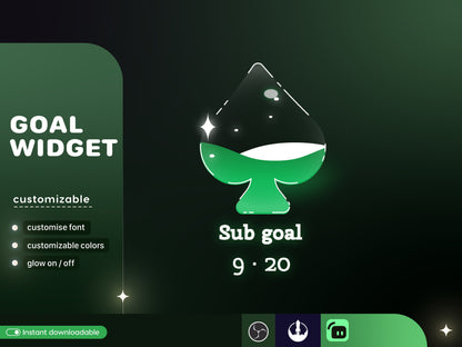 Casino Card Slot Icon Glass Goal Widget-Cute Minimal Customizable Goal Widget for Twitch -Streamelements StreamLabs OBS