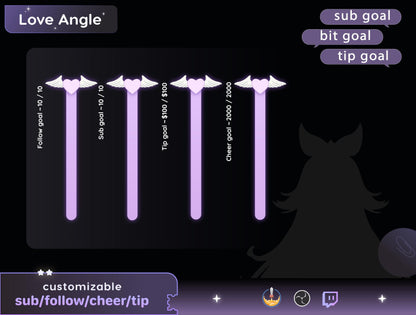 Angel Love Bar Loading Goal Widget is fully customisable for Twitch Streamelements and OBS | Bar Goal Widget