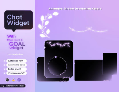 Plants Vibe Dreamy Chat & Goal Stream Widgets - Minimal, celestial nature Theme Clean Vibe Streamelement Only