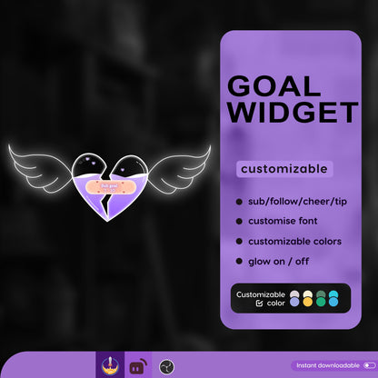 Broken Heart First Aid Liquid Filling Goal Widget is fully customisable for Twitch Streamlabs, TikTok Studio, and Streamelements