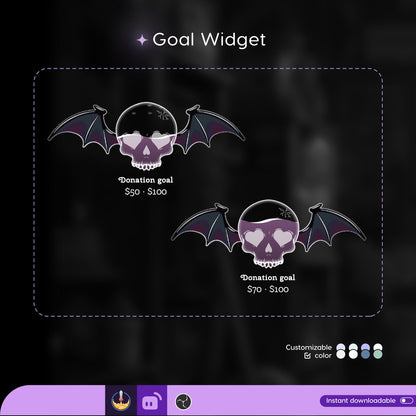 Spooky Skull Ghost Liquid Filling Goal Widget is fully customisable for Twitch Streamlabs, TikTok Studio, and Streamelements