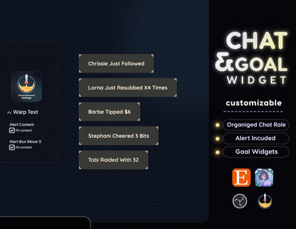 Minimal Photo Chat Widget • Cam Shutter, Minimal Theme With Pronouns & Alerts for Twitch Streams (StreamElements Only) with Progress Goal