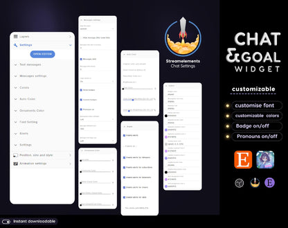 Lunar Cat Aesthetic Light Purple Chat & Goal Stream Widgets - Animated, celestial Elegant Lunar Theme Clean Vibe Streamelement Only