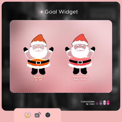 Cute Santa Liquid Filling Goal Widget is fully customisable for Twitch Streamlabs, TikTok Studio, and Streamelements