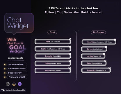 Lotus Butterfly Glass Transparent Chat and Goal Stream Widgets - Minimal, Elegant Glass Theme Clean Vibe Streamelement Only