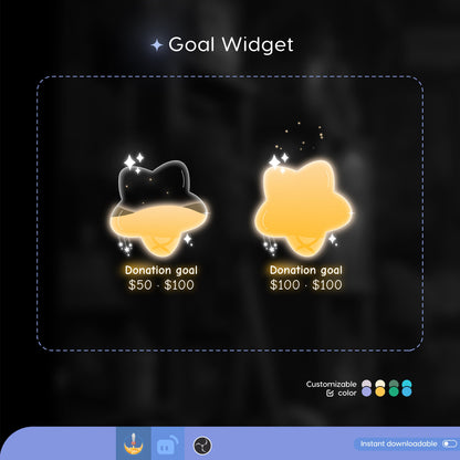 Twitch Liquid Goal Bar Widget - Vtuber Asset - Star Alerts Streamlabs, TikTok Studio, and StreamElements