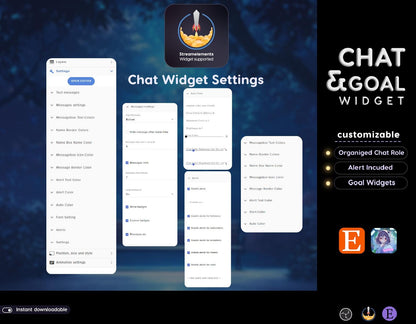 Neon Aesthetic Glowy Transparent Chat and Goal Stream Widgets - Minimal,Neon Light, Elegant Glow Theme Clean Vibe Streamelement Only