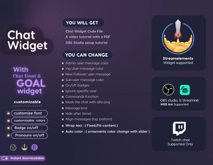 Sakura Butterfly Pastel Cozy Chat and Goal Stream Widgets - Minimal, Elegant Pastel Theme Clean Vibe Streamelement Only