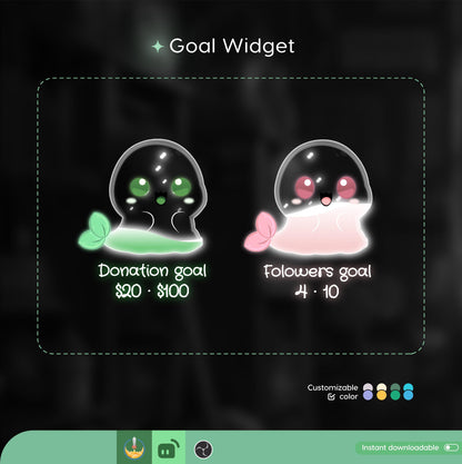 Cute Seal Liquid Filling Goal Widget is fully customisable for Twitch Streamlabs, TikTok Studio, and Stream-elements