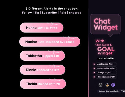 Dreamy Lotus Glass Transparent Chat and Goal Stream Widgets - Minimal, Elegant Glass Theme Clean Vibe Streamelement Only