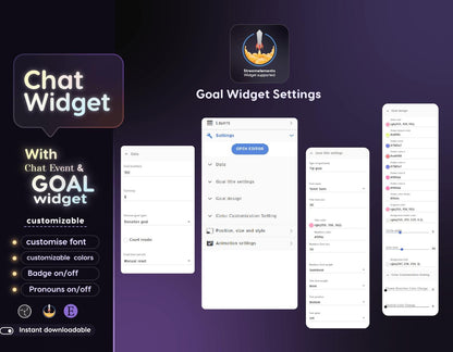 Sakura Petal Butterfly Glass Transparent Chat and Goal Stream Widgets - Minimal, Elegant Glass Theme Clean Vibe Streamelement Only